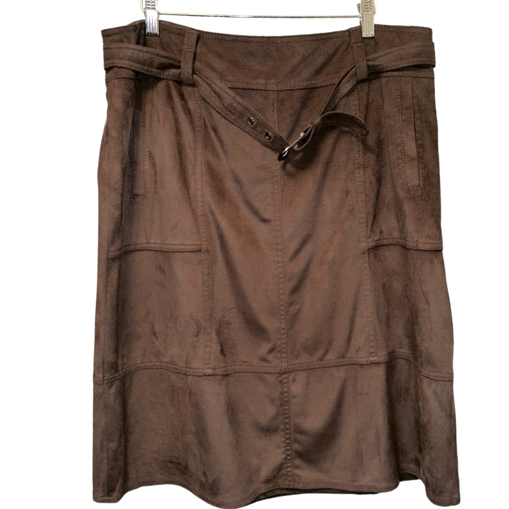 Melanie Lyne Faux Suede Lined Skirt with Belt